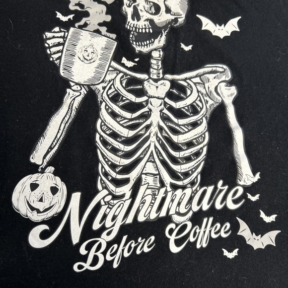 Goodie Two Sleeves Nightmare Before Coffee XXL Skeleton Black T Shirt S\S - Picture 9 of 11